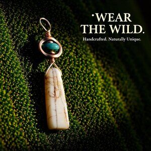 Cabincore Green Agate Pendant • Picture Jasper Stack • Rustic Forest Jewelry